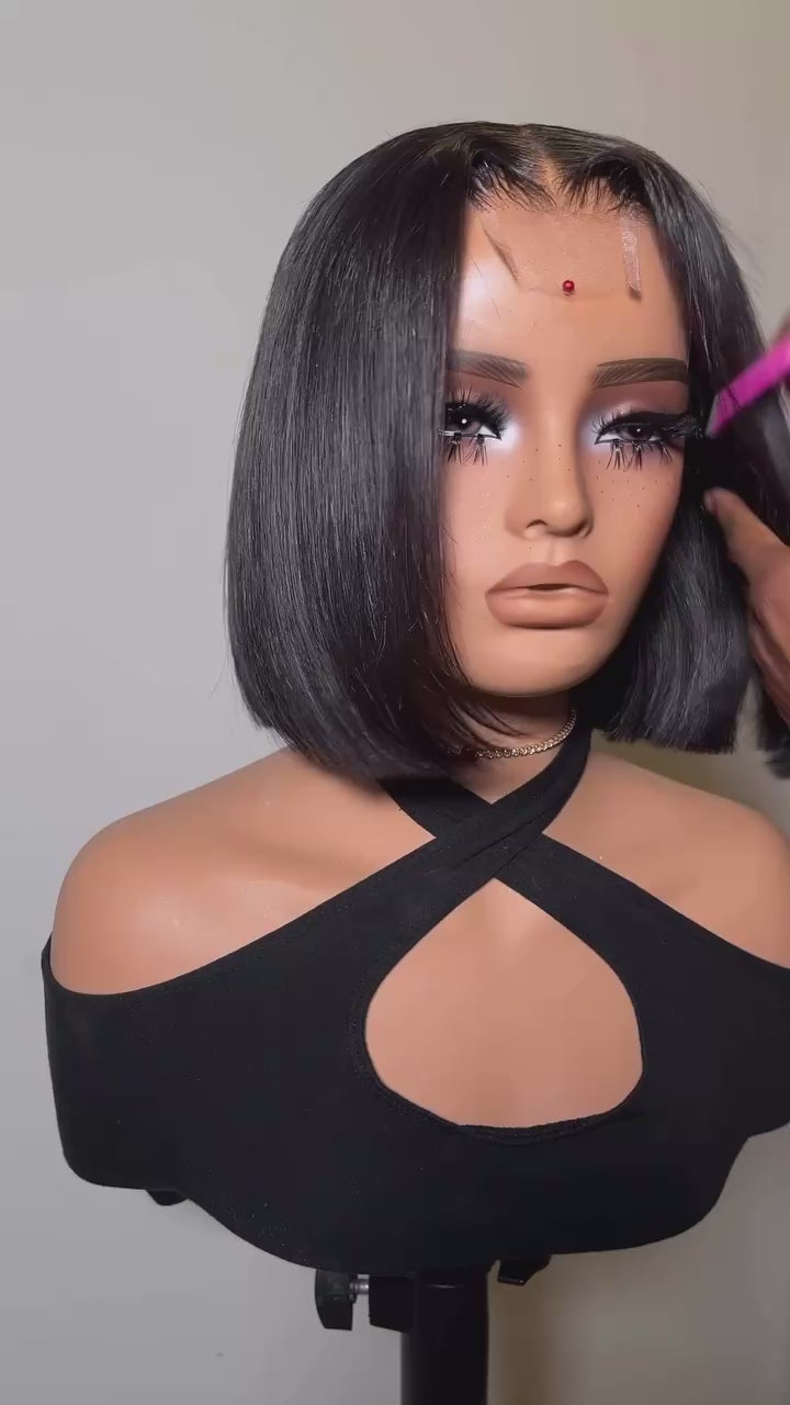 Tara | 2x6 HD Lace Glueless Middle Part Straight Blunt Cut Bob